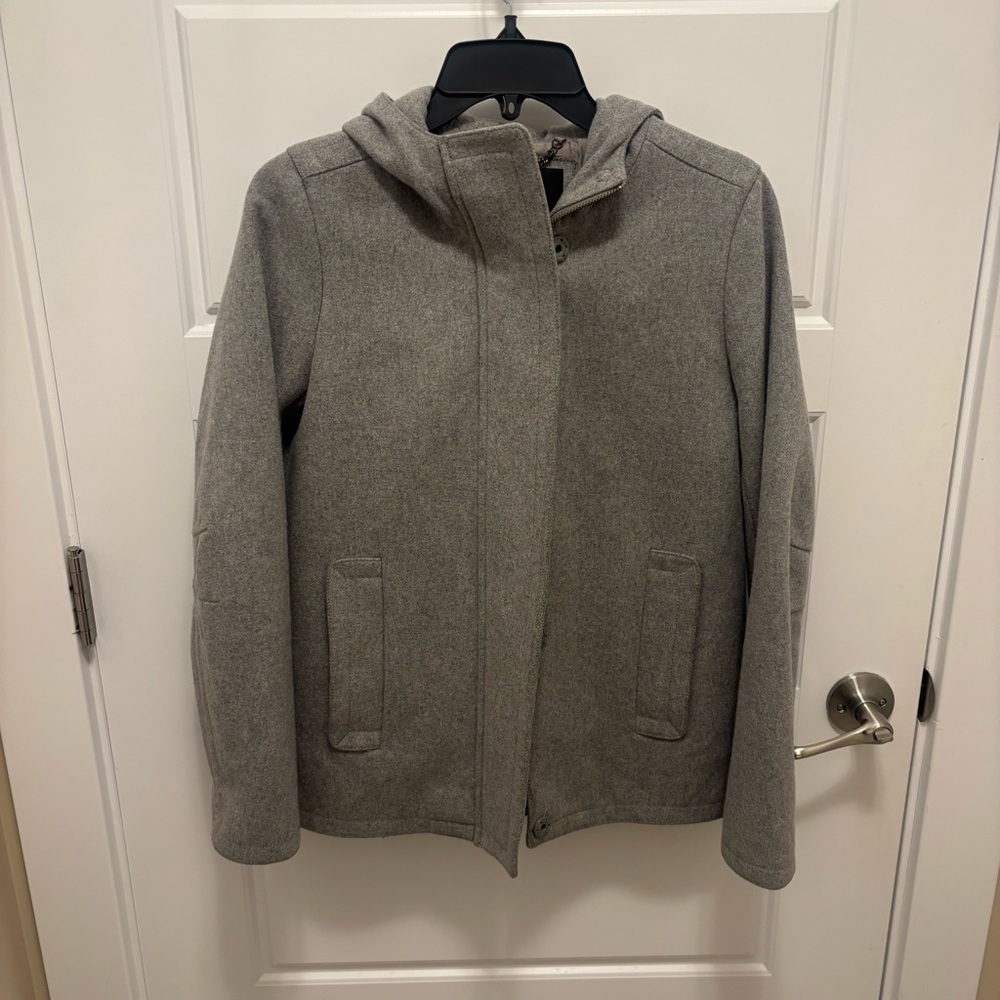 J. Crew Light Gray Wool Coat with Hood, size 0
